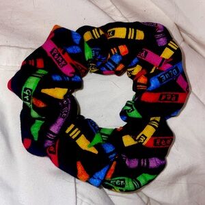 Scrunchie Hair Tie, Crayons, Cotton, Standard Size, Handmade Accessory